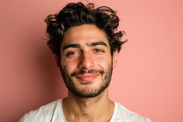 Fototapeta premium A close up portrait of a young man with a subtle smile