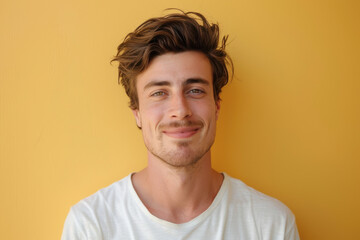 Fototapeta premium A close up portrait of a young man with a subtle smile