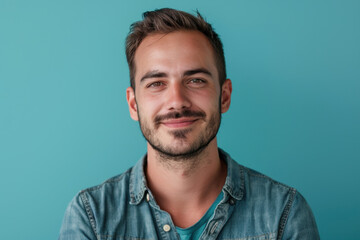 Obraz premium A close up portrait of a young man with a subtle smile