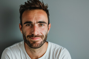 Fototapeta premium A close up portrait of a young man with a subtle smile