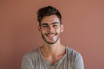 Obraz premium A close up portrait of a young man with a subtle smile