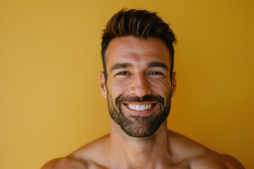 Obraz premium A close up portrait of a young man with a subtle smile