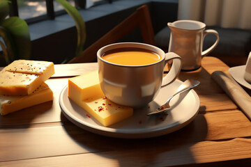 medeterian omlate with cheez with expresso coffee