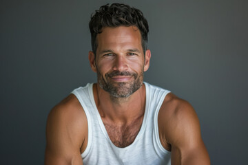 Fototapeta premium A close up portrait of a young man with a subtle smile