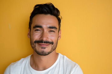 Obraz premium A close up portrait of a young man with a subtle smile
