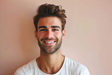 Obraz premium A close up portrait of a young man with a subtle smile