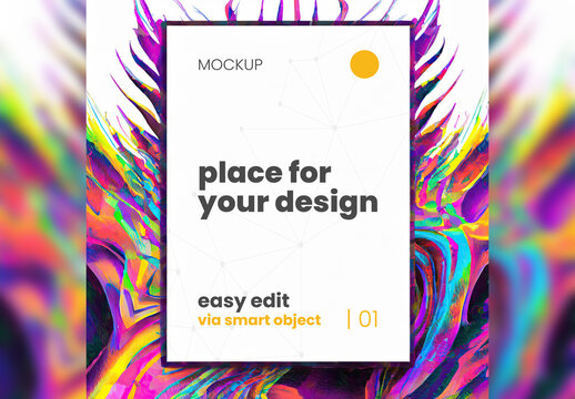 Poster Frame Mockup with Psicodelic environment Generative Ai