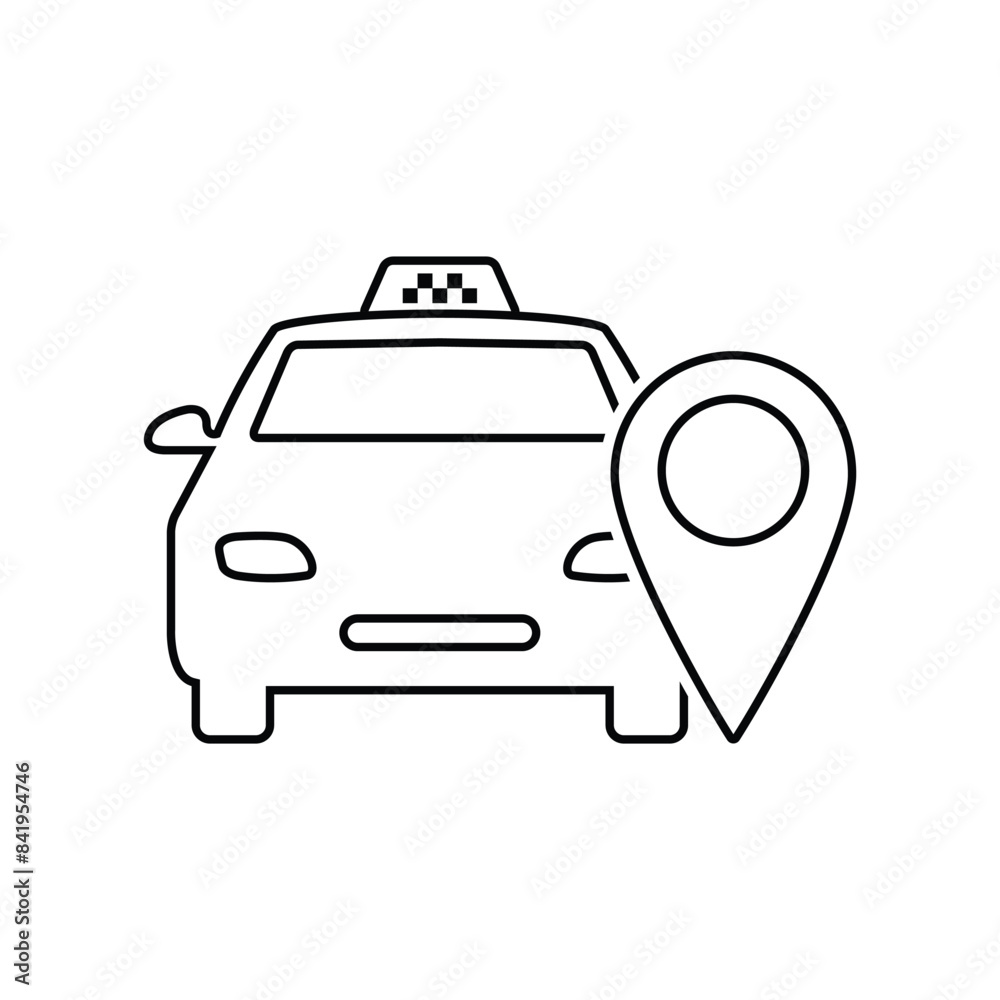 Poster map pointer with taxi icon