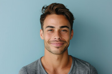 Fototapeta premium A close up portrait of a young man with a subtle smile