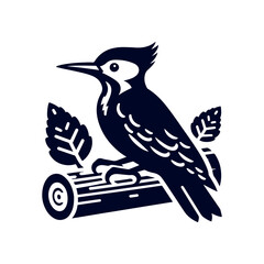 Woodpecker bird silhouette Clip art isolated vector illustration on a white background