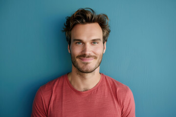 Fototapeta premium A close up portrait of a young man with a subtle smile