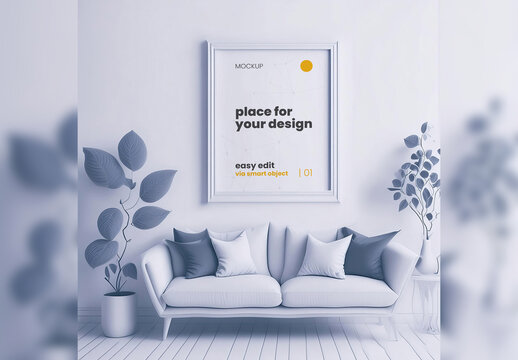Poster Frame Page Mockup digital 3d artistic design style 02 Generative Ai