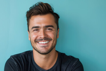 Obraz premium A close up portrait of a young man with a subtle smile