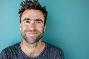 Fototapeta premium A close up portrait of a young man with a subtle smile
