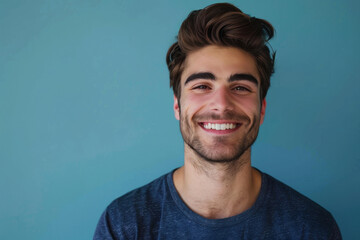Obraz premium A close up portrait of a young man with a subtle smile