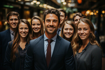 Fototapeta premium Portrait of happy successful multiracial business team.