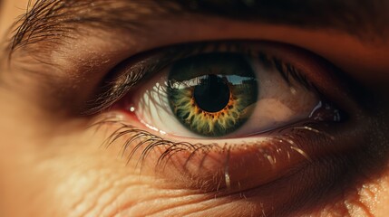 Fototapeta premium Eye of a caucasian man close-up. The concept of the health of your eyes and vision correction.