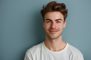 Obraz premium A close up portrait of a young man with a subtle smile