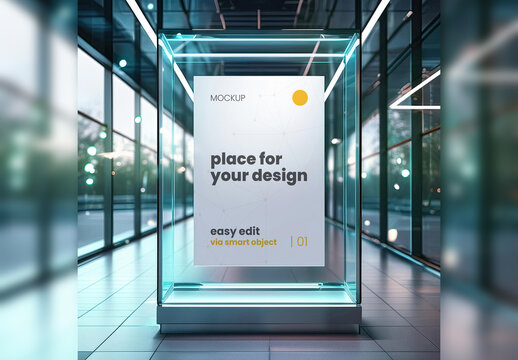 Protective Security Box Poster Frame Image Gallery Mockup 03 Generative Ai