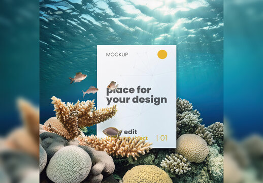 Poster Mockup Underwater Generative Ai
