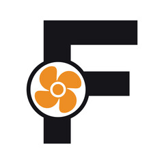 Fan Logo combine with letter F vector template