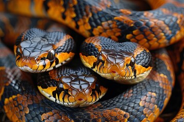 Obraz premium many snakes together frontal shot looking at you