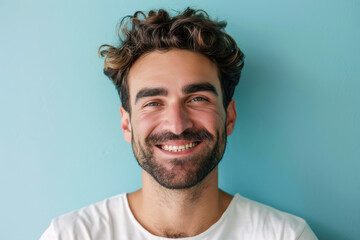 Fototapeta premium A close up portrait of a young man with a subtle smile