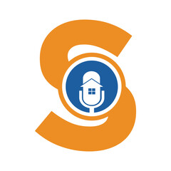Fototapeta premium Podcast Home Logo combine with letter S vector template