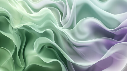 Obraz premium silk background, vibrant abstract painting featuring fluid, overlapping waves of light green and purple hues