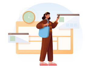 A Person Using Phone Illustration with Fully Editable Vector File