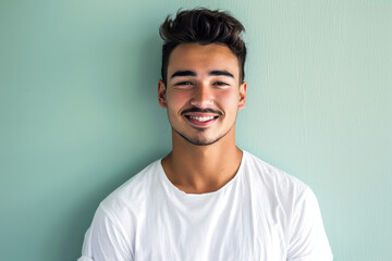 Obraz premium A close up portrait of a young man with a subtle smile