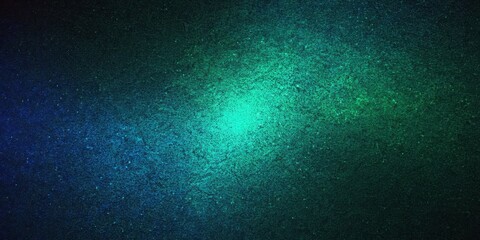 Obraz premium Dark green blue grainy gradient background, emerald light black backdrop, noise texture effect.