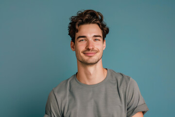 Obraz premium A close up portrait of a young man with a subtle smile