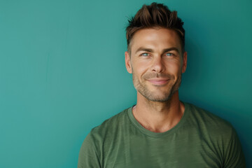 Fototapeta premium A close up portrait of a young man with a subtle smile