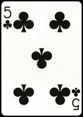 Casino et poker, carte à jouer, 5 de Trèfle 