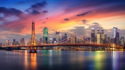Naklejka premium city harbour sunset