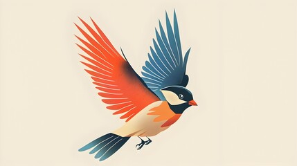 Minimalist Bird in Flight with Complimentary Colors and Rule of Thirds Composition