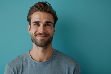 Fototapeta premium A close up portrait of a young man with a subtle smile