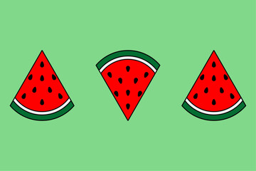 Watermelon set vector icons. Ripe watermelon berries illustration. Food concept simple flat vibrant pictogram.