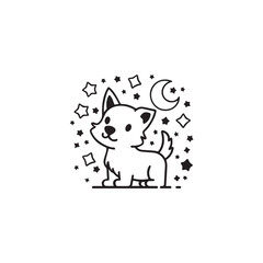 A cute dog silhouette vector design,