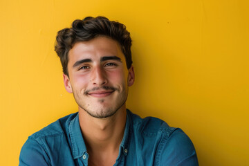 Fototapeta premium A close up portrait of a young man with a subtle smile