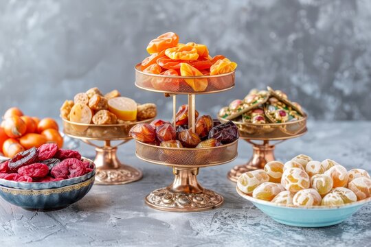 a variety of dried fruits and nuts on a table