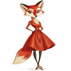 Fototapeta premium Fox vintage glam dress