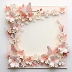 Obraz premium scrapbook with a emptz frame and fairytail butterflies