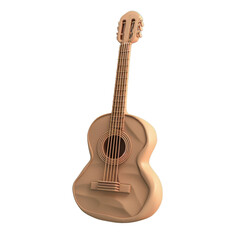 Obraz premium 3D render of guitar isolated on transparent background, cut out, png