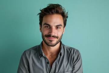 Fototapeta premium A close up portrait of a young man with a subtle smile