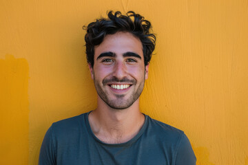 Obraz premium A close up portrait of a young man with a subtle smile