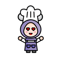 illustration of cute female chef