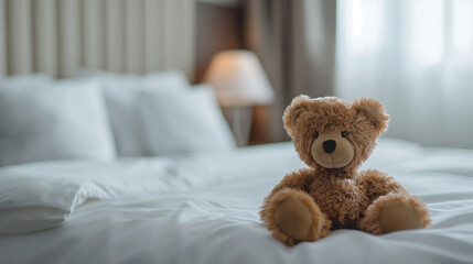 teddy bear on bed