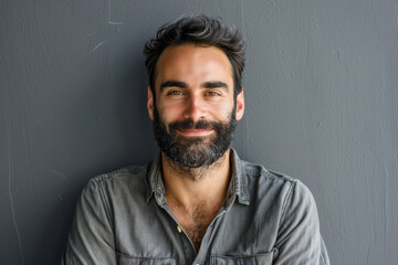 Fototapeta premium A close up portrait of a young man with a subtle smile